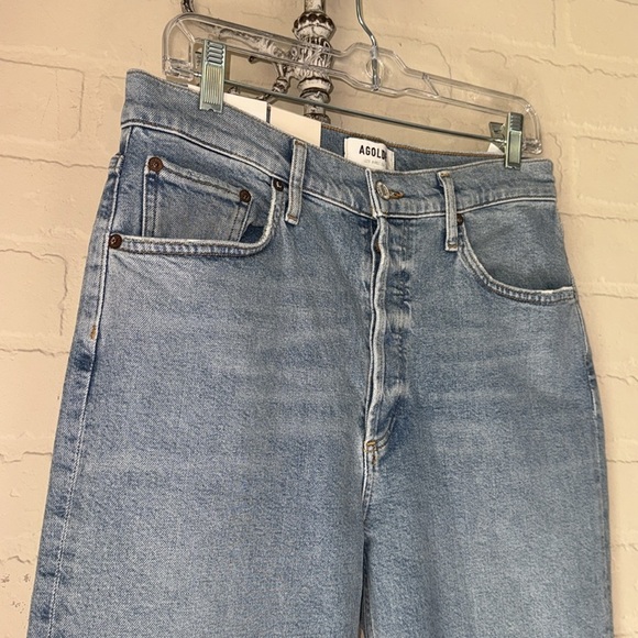 AGOLDE Riley jeans High Rise Straight Crop Denim Shiver NEW 29 super soft - Picture 3 of 10